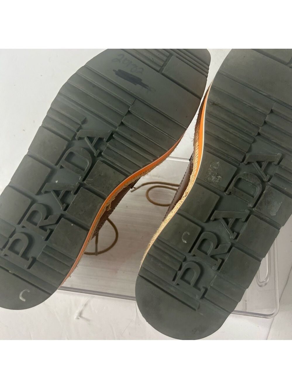 NEW PRADA Brogue Leather Creeper Espadrille Derby Oxford Platform Shoes 6.5 US - Picture 9 of 9